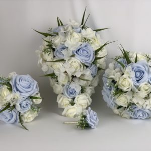 Artificial Wedding Flowers Package Baby blue and ivory