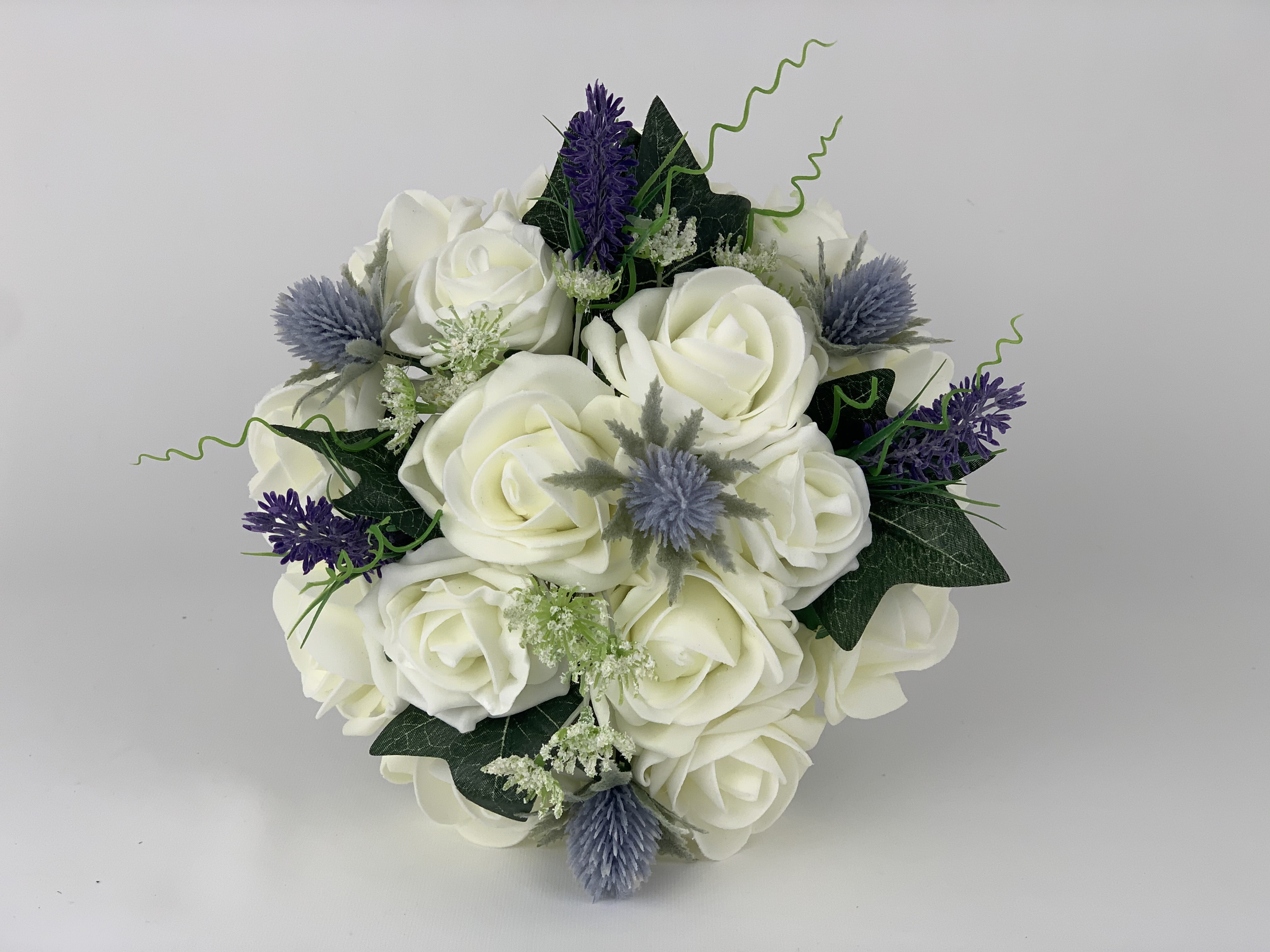 Scottish Wedding Posy Bouquet Thistles Lavender in Ivory & Lilac 