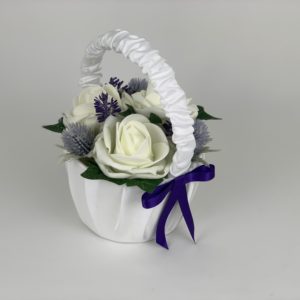 Artificial Bridesmaid Flower Girl Basket Scottish thistle