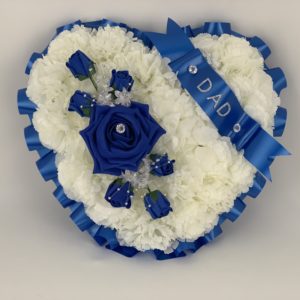 Large Royal Blue Artificial Silk Heart Wreath