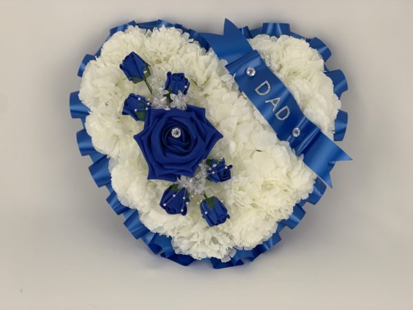 Large Royal Blue Artificial Silk Heart Wreath