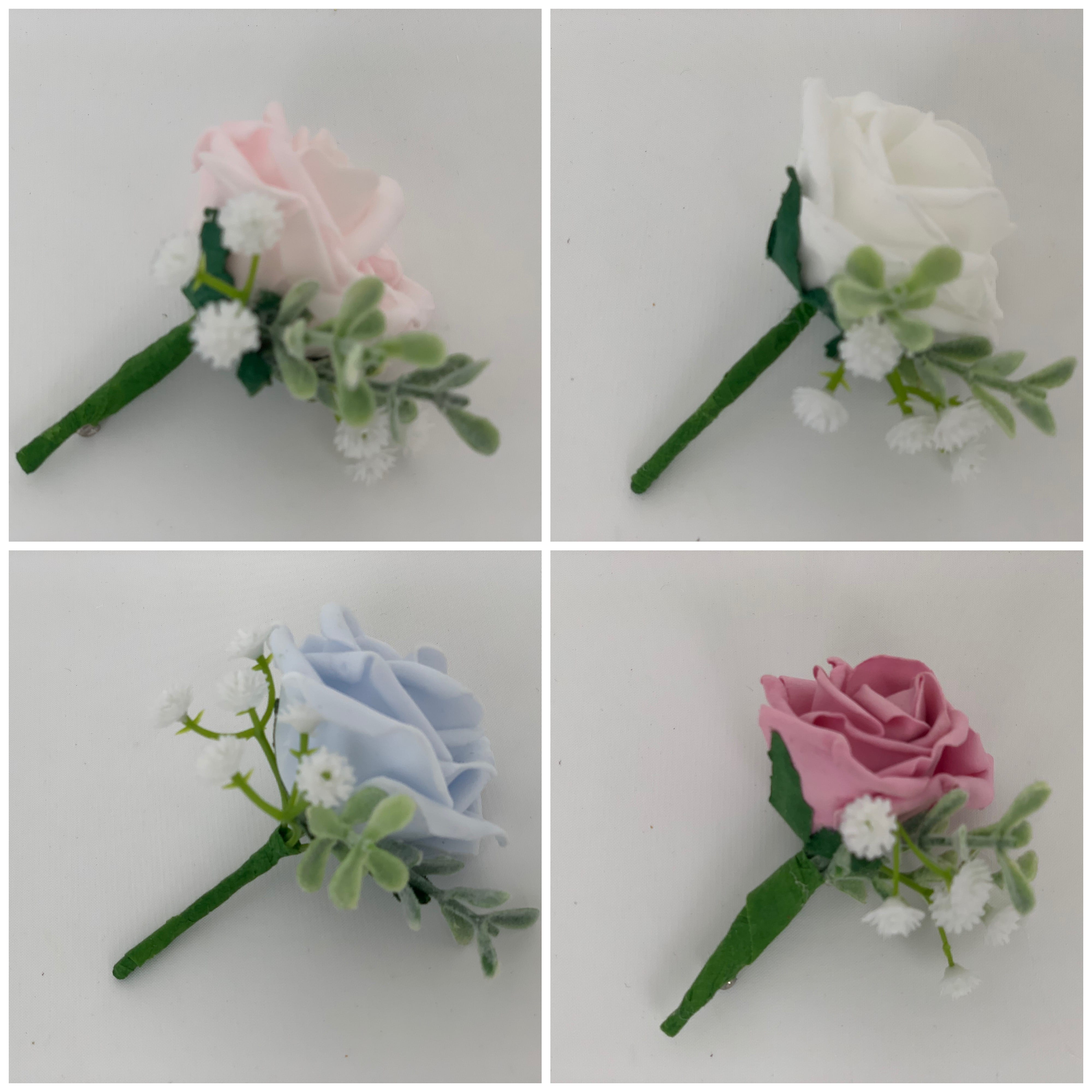 Button Holes Wedding Boutonniere 1 single  Pink Rose. Wedding Flowers 