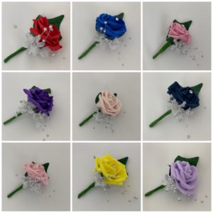 Artificial Page boy Buttonhole Wedding Corsage Single Rose Silver