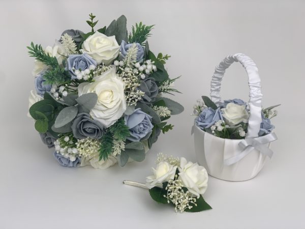 Greenery bouquets sets blue & grey