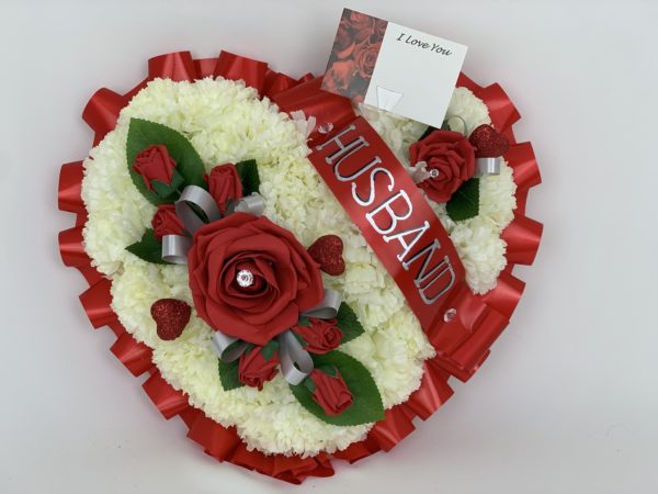 Large Artificial Silk Carnation Heart Wreath