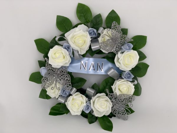 Artificial Silk Funeral Flowers Wreath with Ribbons