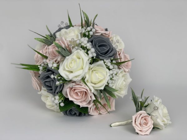Artificial Wedding Flowers Package Blush Pink & Grey