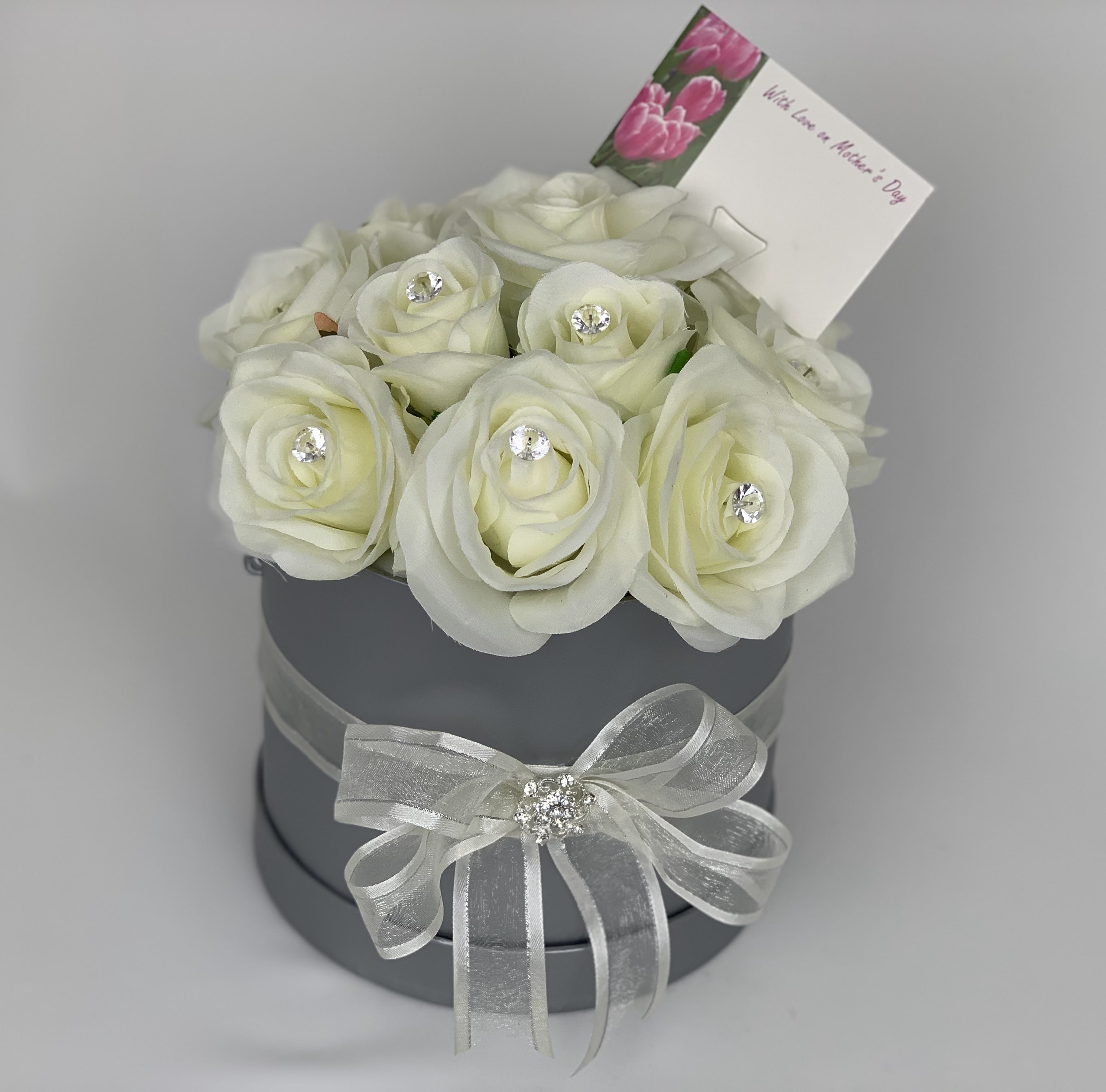 Luxury Hat Box Flowers Faux Roses Forever Roses 
