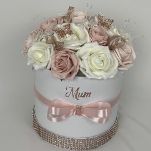 large hat flower box rose gold