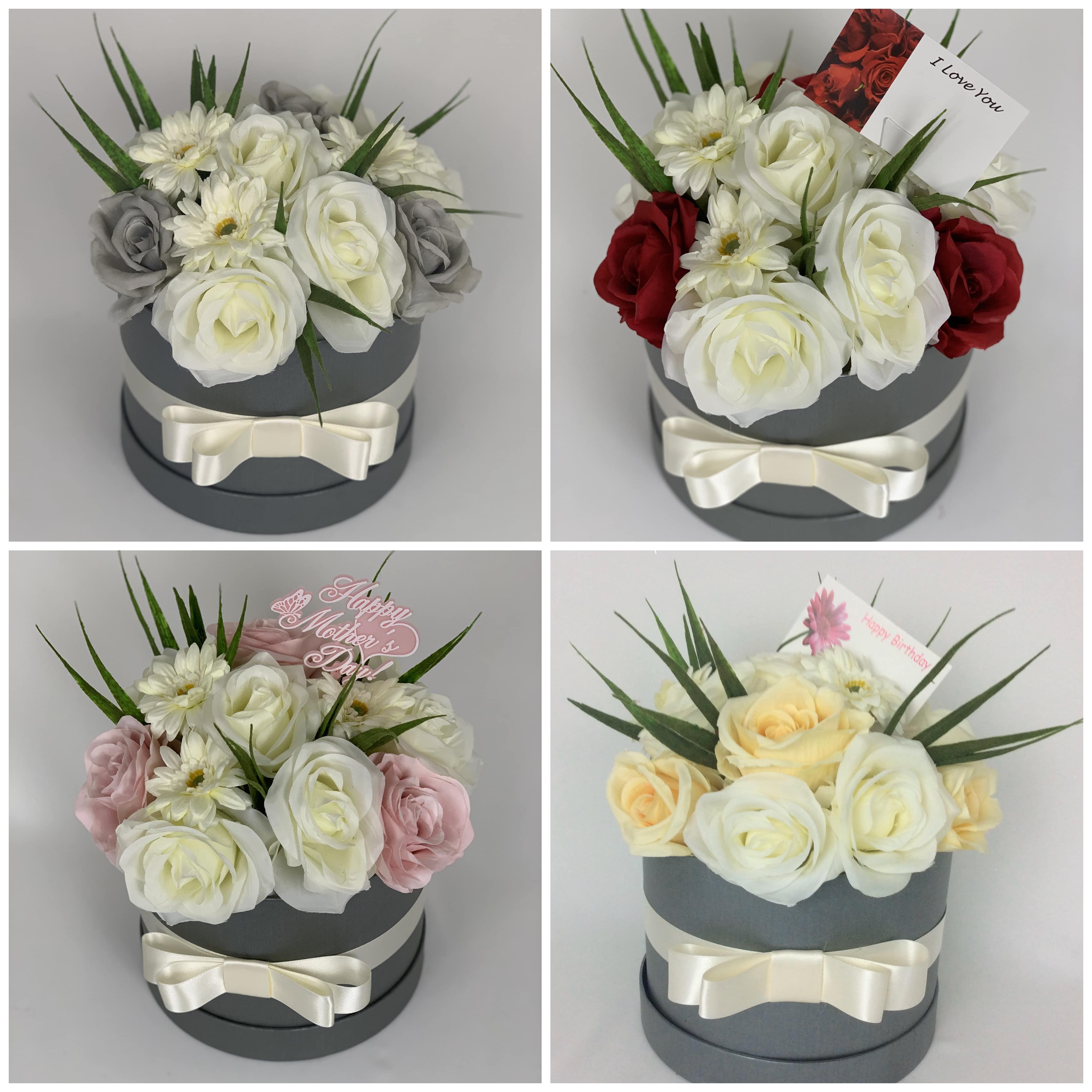 Artificial Flowers Gift Hat Box Large