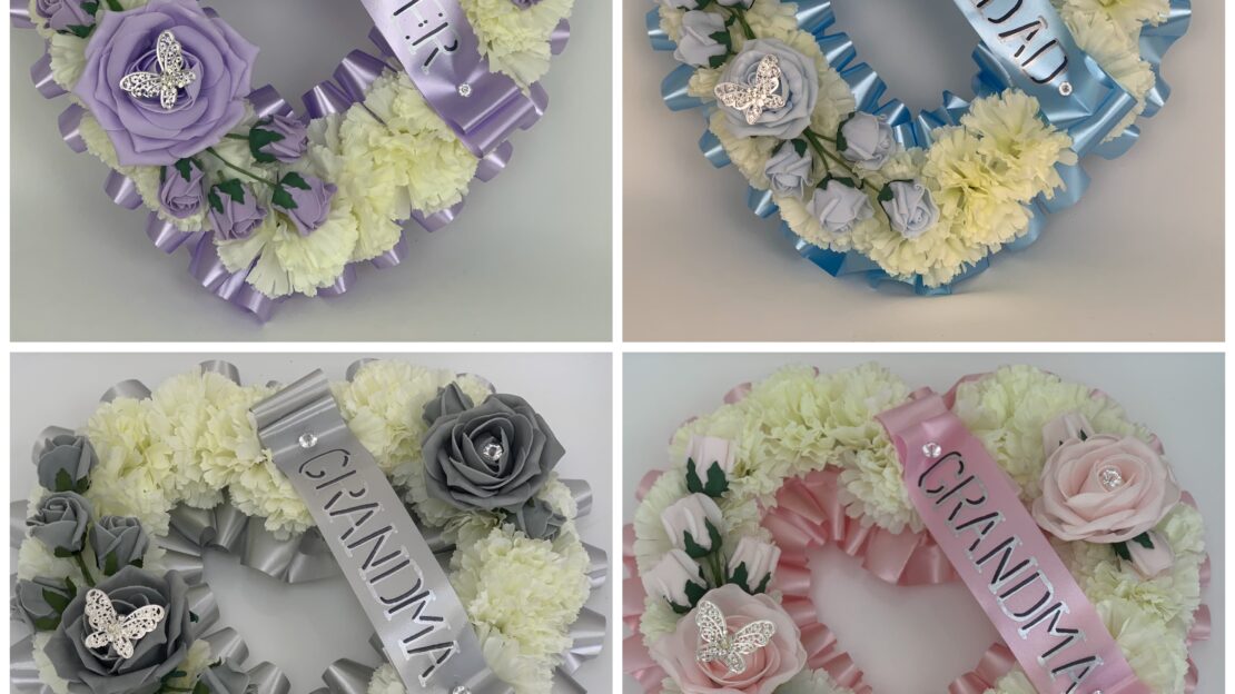 Large Artificial Silk Funeral Flowers Heart Wreath