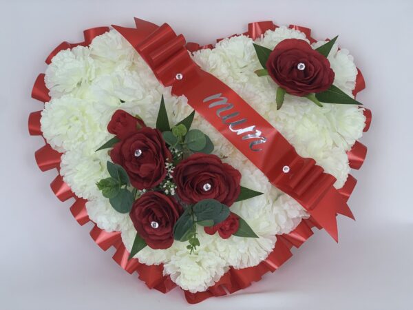 Artificial Silk Red Roses Heart Wreath Extra Large