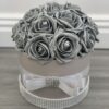 Artificial Flower Hat Box Silver Grey Diamante - Image 3