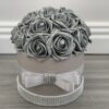 Artificial Flower Hat Box Silver Grey Diamante - Image 4