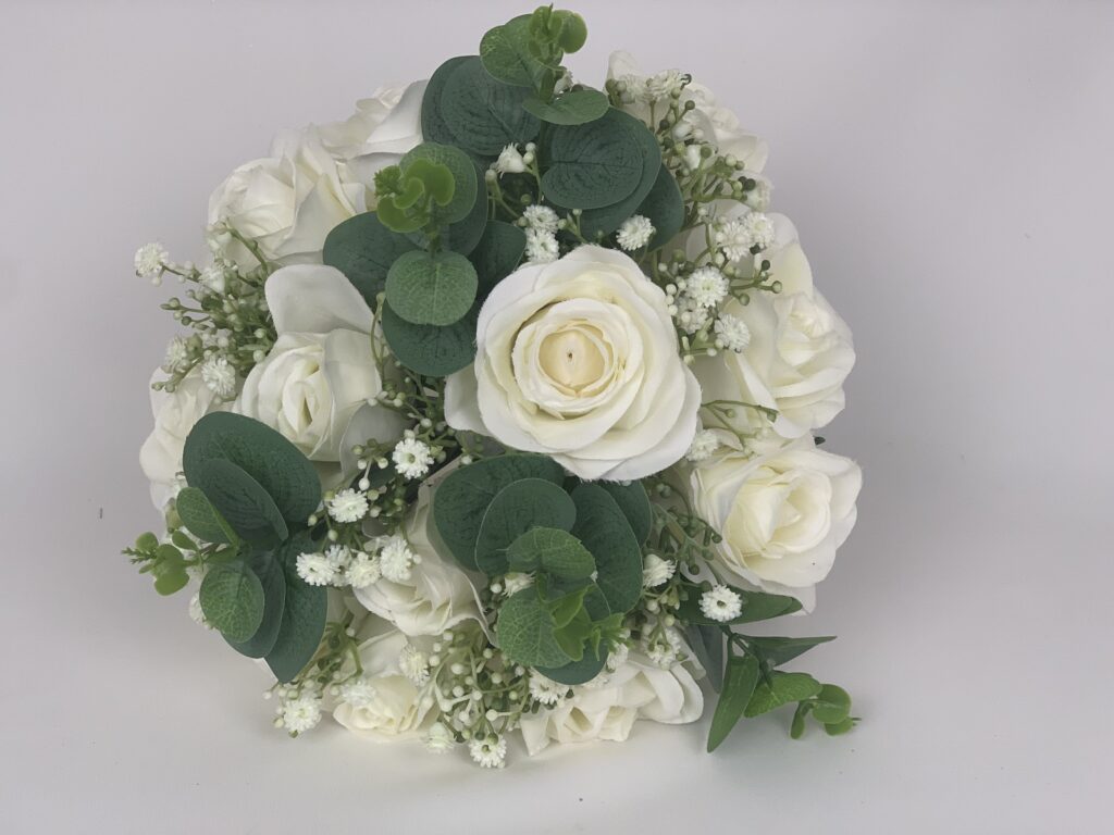 Artificial Brides Bouquet Silk Flower Posy Eucalyptus