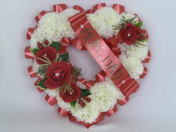 Artificial Christmas Red Heart Wreath