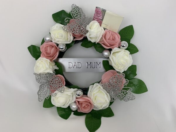 Artificial Butterfly Round Funeral Wreath