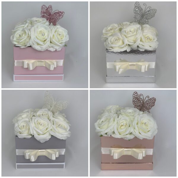 Artificial Flower Hat Box Butterfly Square