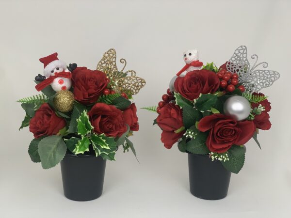Christmas Butterfly Grave Pot Artificial Funeral Flowers