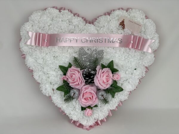 Artificial Christmas Pink Heart Wreath