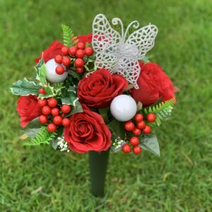 Christmas Butterfly Grave Pot Artificial Funeral Flowers