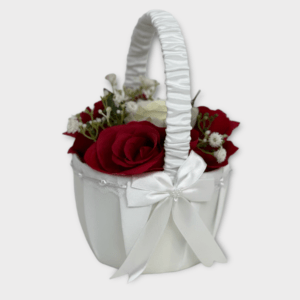 Artificial Bridesmaid Flower Girl Basket gypsophila Silk Roses