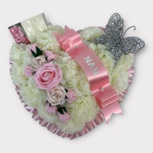 Artificial Heart Grave Wreath pink