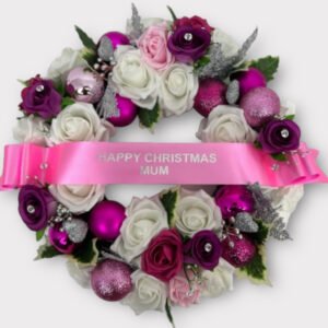 Artificial Christmas Heart Wreath pink