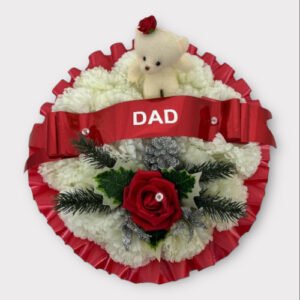 Artificial Christmas Teddy Heart Wreath