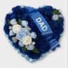 Artificial funeral heart wreath royal blue