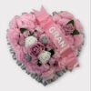 Artificial funeral heart wreath pink
