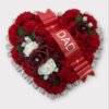 Artificial funeral heart wreath red
