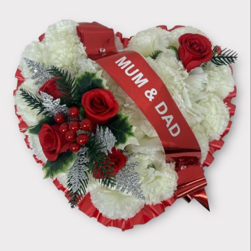Artificial Christmas Red Heart Wreath Grave