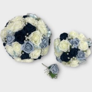 Wedding bouquets blue and navy